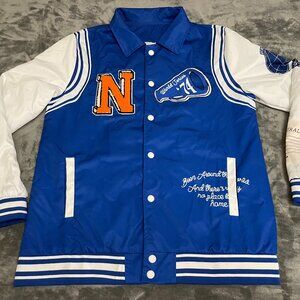 Jaded London Blue Varsity Jacket – Lerrerman Patch 1974 – Hip Hop Streetwear – M